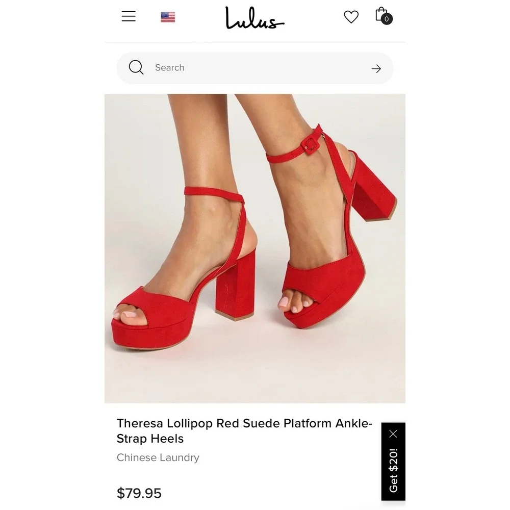 NEW Theresa Lollipop Red Suede Platform Ankle Strap Block Heel size 8M